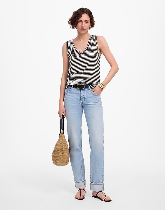 Madewell Slub Relaxed V-Neck Tank Soft Charcoal