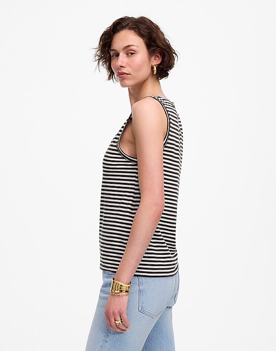Madewell Slub Relaxed V-Neck Tank Soft Charcoal