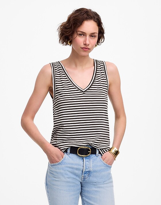 madewell Slub Relaxed V-Neck Tank soft charcoal