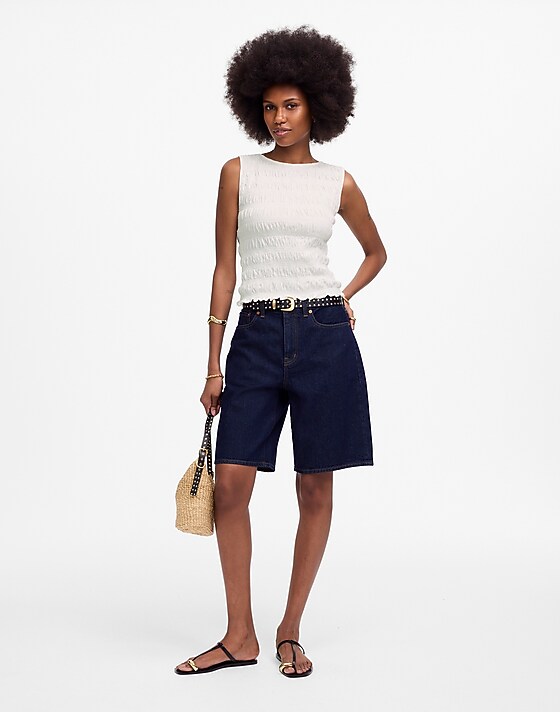 Madewell Smocked Boatneck Tank White