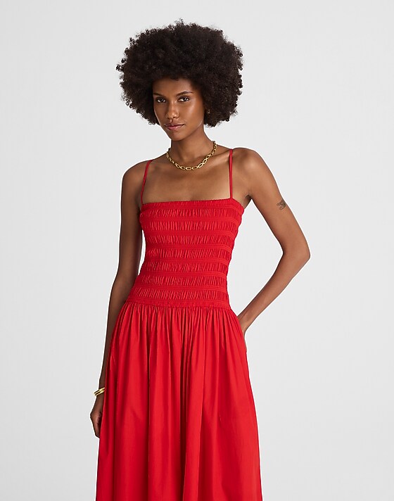 Madewell Smocked Maxi Dress Festival Red