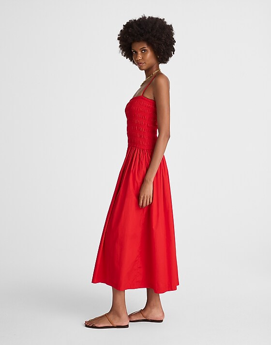 Madewell Smocked Maxi Dress Festival Red