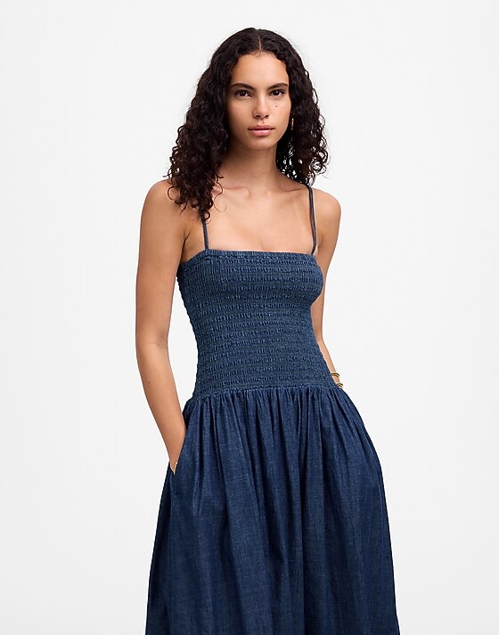 Madewell Smocked Maxi Dress Rinse Wash