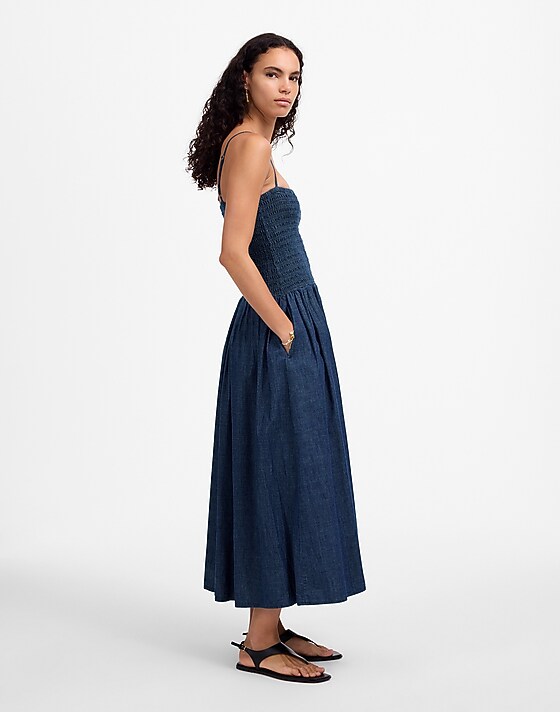 Madewell Smocked Maxi Dress Rinse Wash