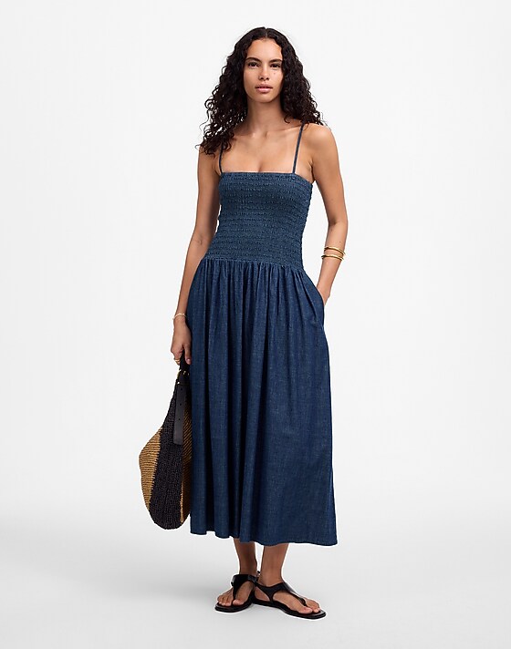 madewell Smocked Maxi Dress rinse wash