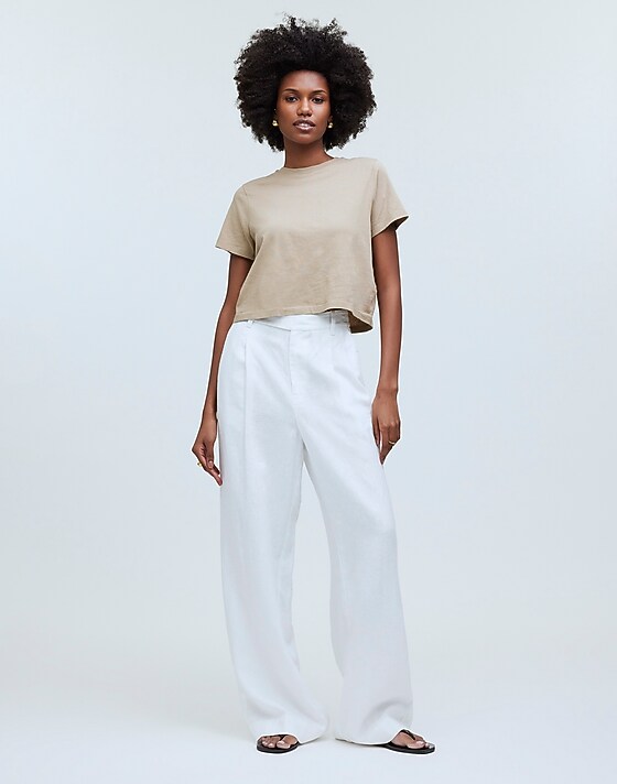 Madewell Softfade Cotton Boxy-Crop Tee Drill Khaki