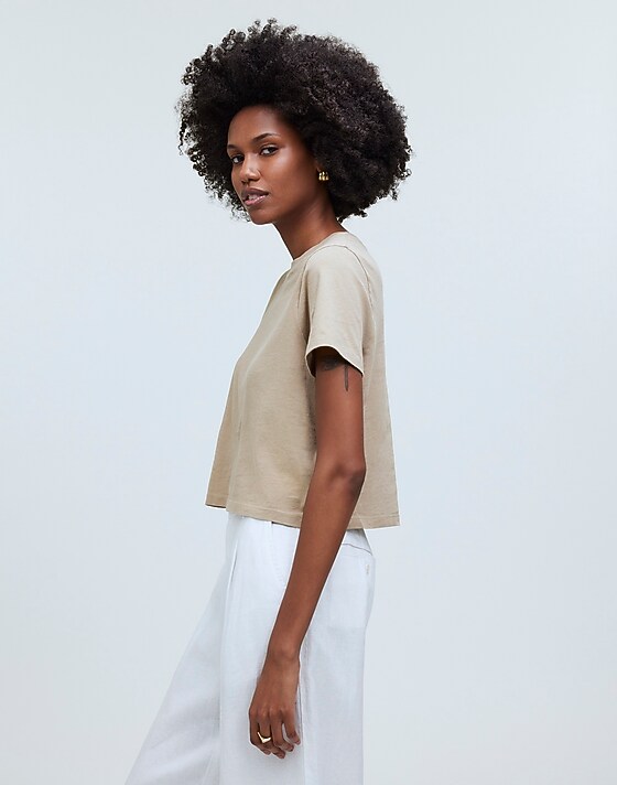 Madewell Softfade Cotton Boxy-Crop Tee Drill Khaki