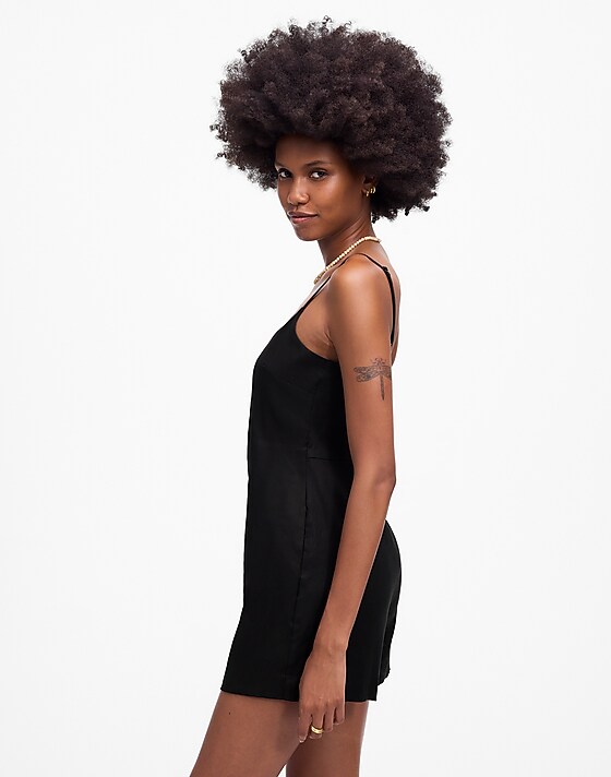 Madewell Squareneck Romper Jet Black