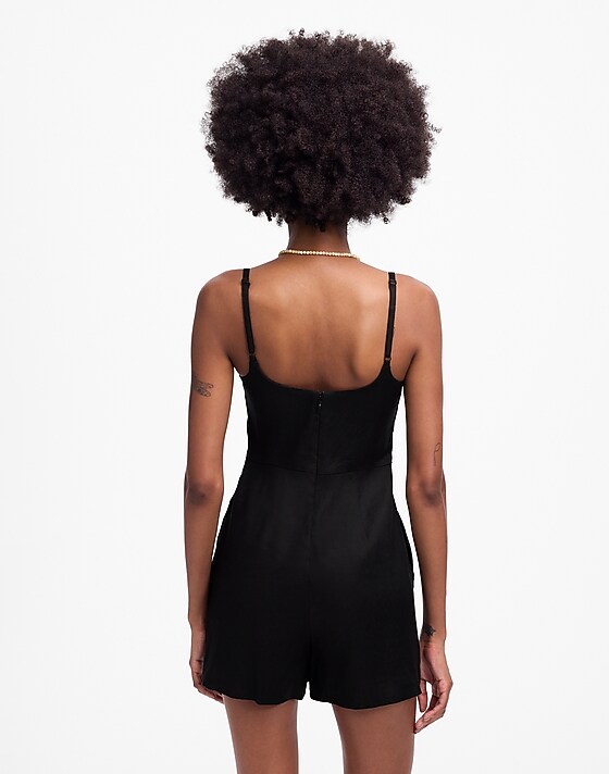 Madewell Squareneck Romper Jet Black