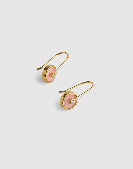 madewell Stone Inlay Coin Earrings soft coral