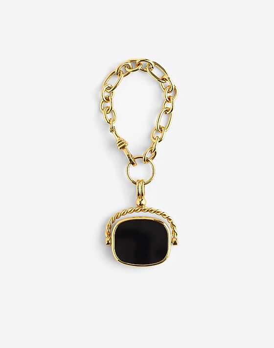 madewell Stone Spinner Bag Charm jet black