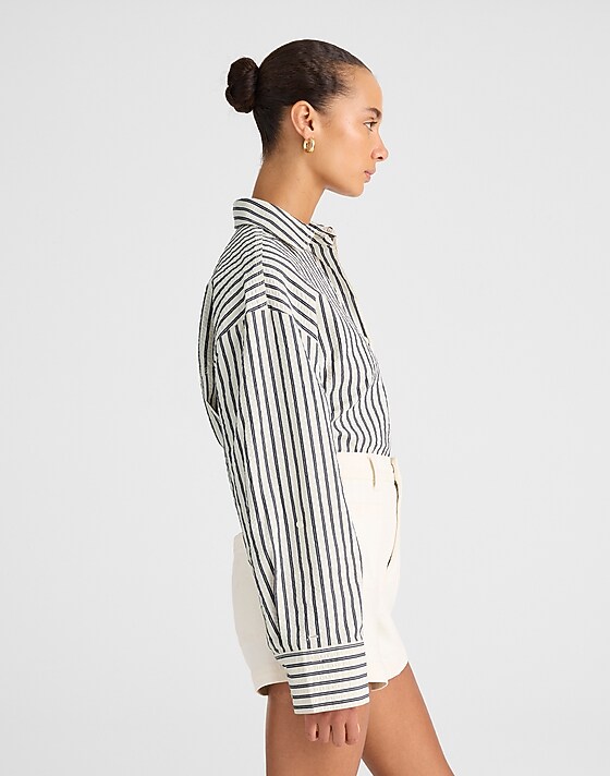 Madewell Straight-Hem Shirt Grey Variegated Stripe
