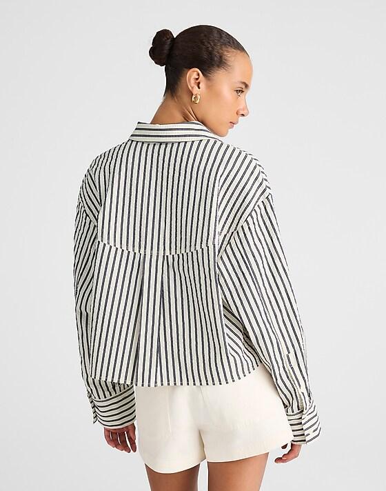 Madewell Straight-Hem Shirt Grey Variegated Stripe