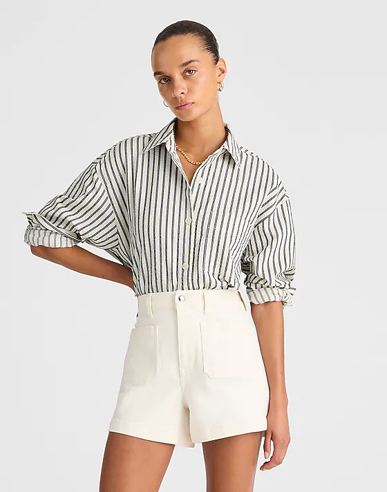 Madewell Straight-Hem Shirt Grey Variegated Stripe