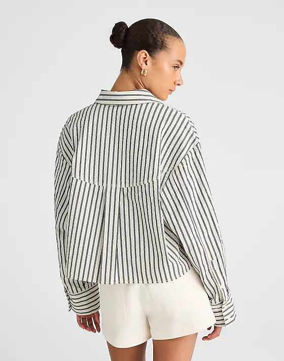 Madewell Straight-Hem Shirt Grey Variegated Stripe