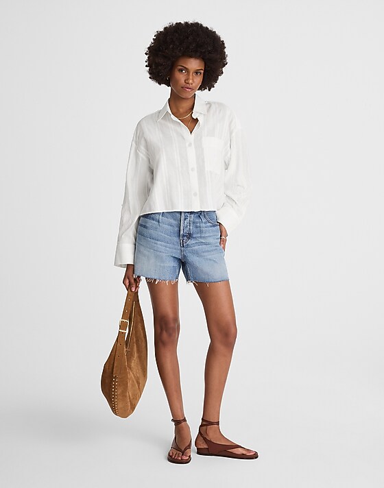 Madewell Straight-Hem Shirt In Cotton Dobby White