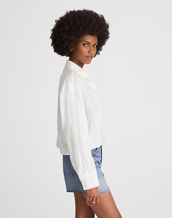Madewell Straight-Hem Shirt In Cotton Dobby White