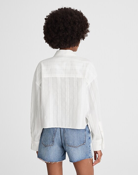 Madewell Straight-Hem Shirt In Cotton Dobby White