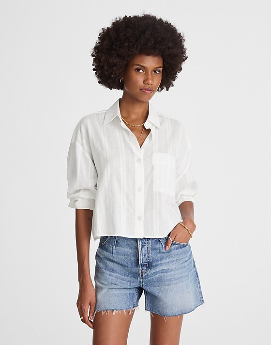 madewell Straight-Hem Shirt in Cotton Dobby white