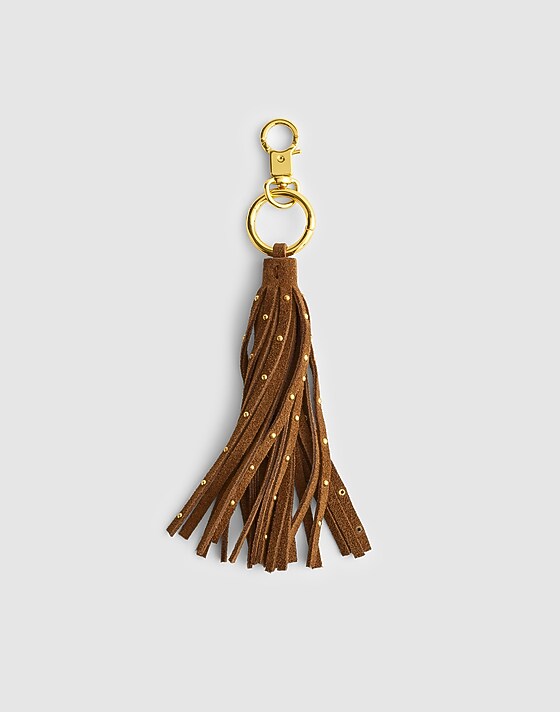 madewell Studded Tassel Bag Charm dried acorn