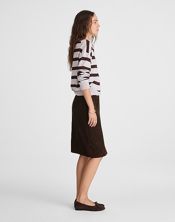Madewell Suede Column Skirt Dark Carob