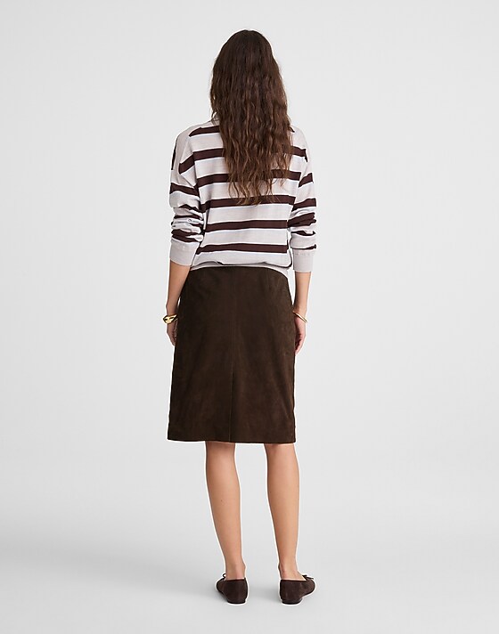 Madewell Suede Column Skirt Dark Carob