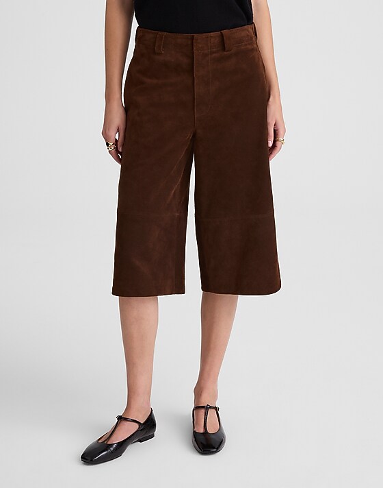 Madewell Suede Culottes Dark Roast Suede