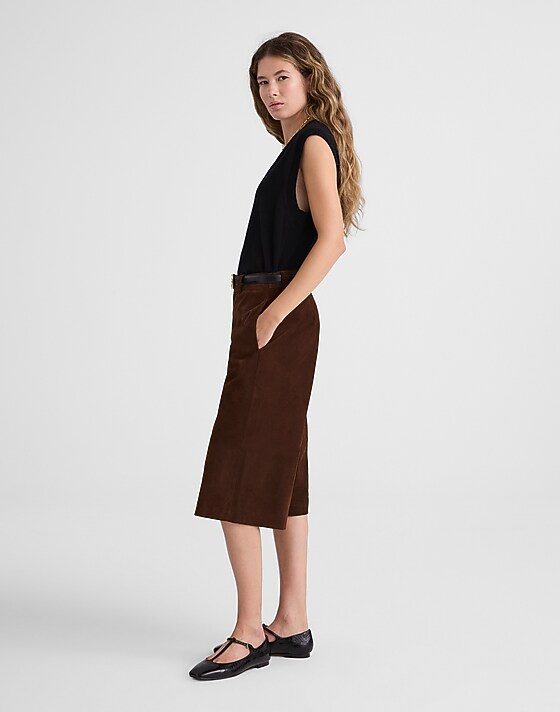 Madewell Suede Culottes Dark Roast Suede