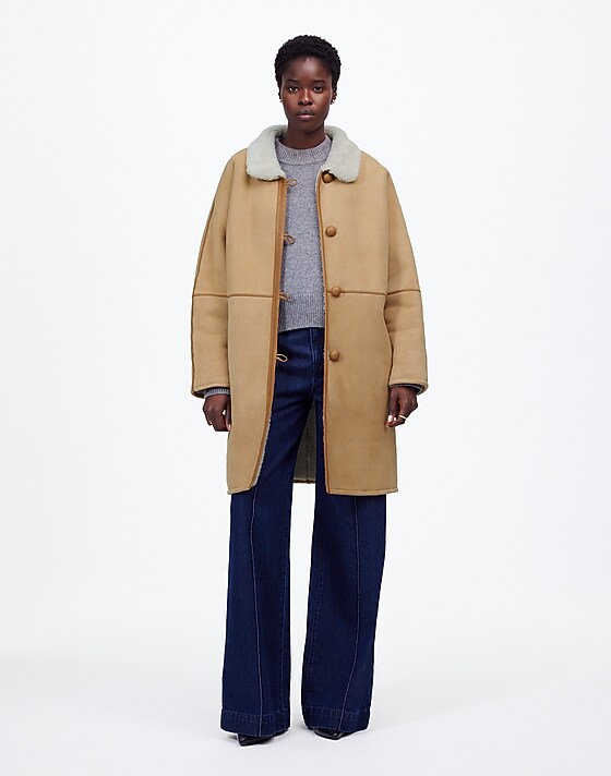 madewell Suede Oversized Long Jacket winter white