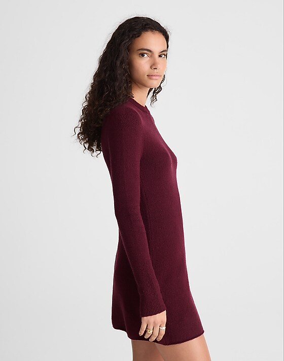 Madewell Sweater Mini Dress Dark Pomegranate