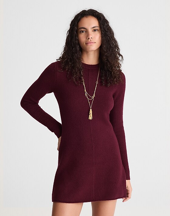madewell Sweater Mini Dress dark pomegranate