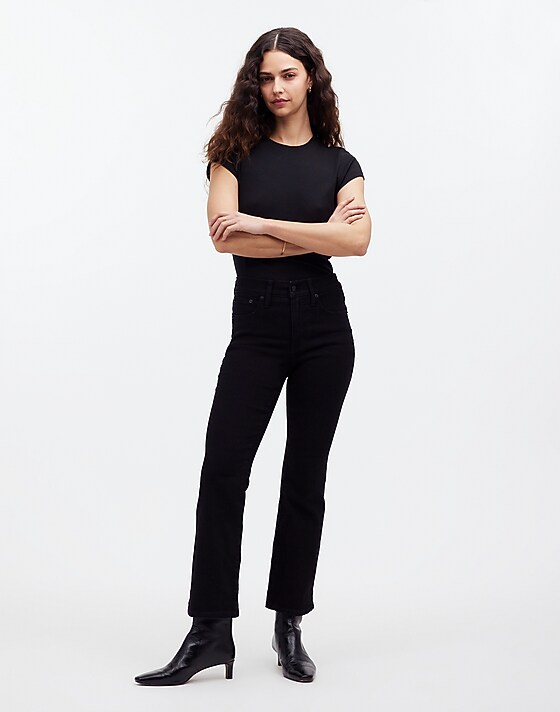 madewell Tall Kick Out Crop Jeans black rinse wash