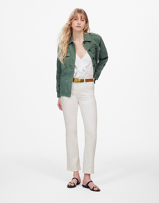 madewell Tall Kick Out Crop Jeans pure white