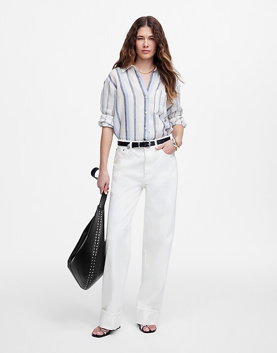 madewell Tall Low-Slung Baggy Jeans pure white