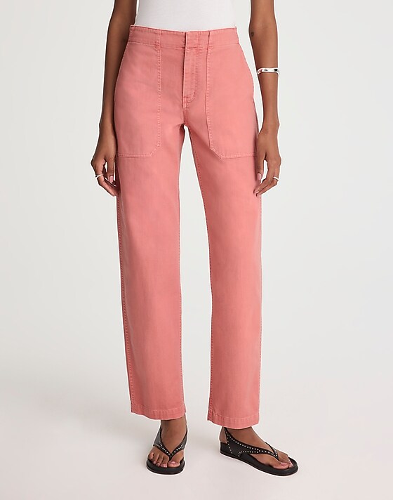 Madewell Tapered-Leg Utility Pants Washed Pink