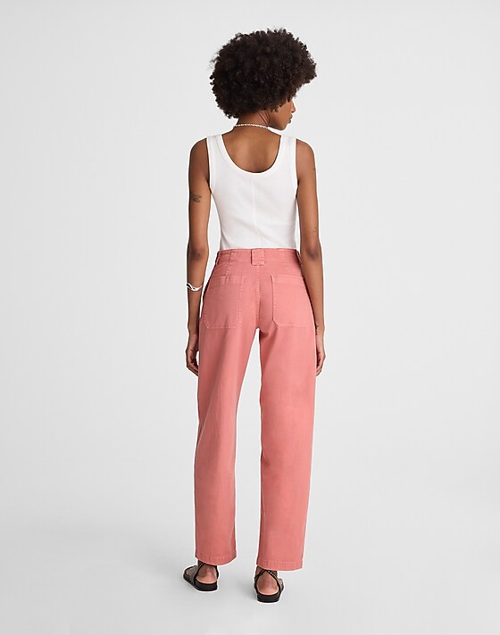 Madewell Tapered-Leg Utility Pants Washed Pink