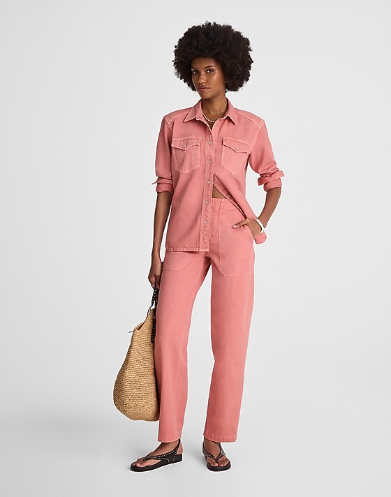 madewell Tapered-Leg Utility Pants washed pink
