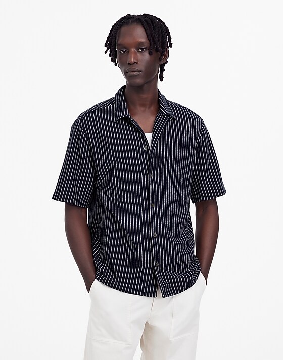 Madewell Textured Camp Collar Shirt Deep Indigo