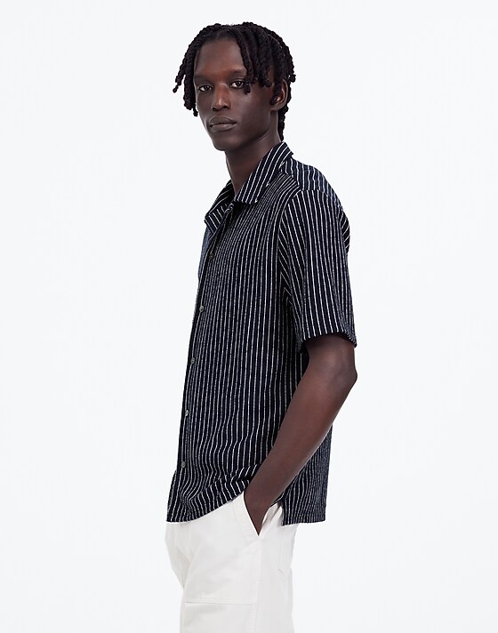 Madewell Textured Camp Collar Shirt Deep Indigo