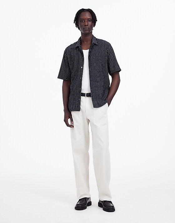 madewell Textured Camp Collar Shirt deep indigo