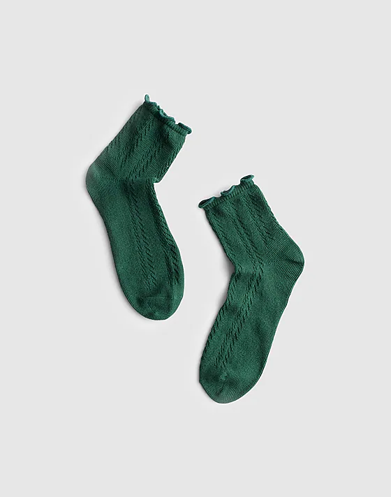madewell Textured-Knit Ankle Socks botanical green