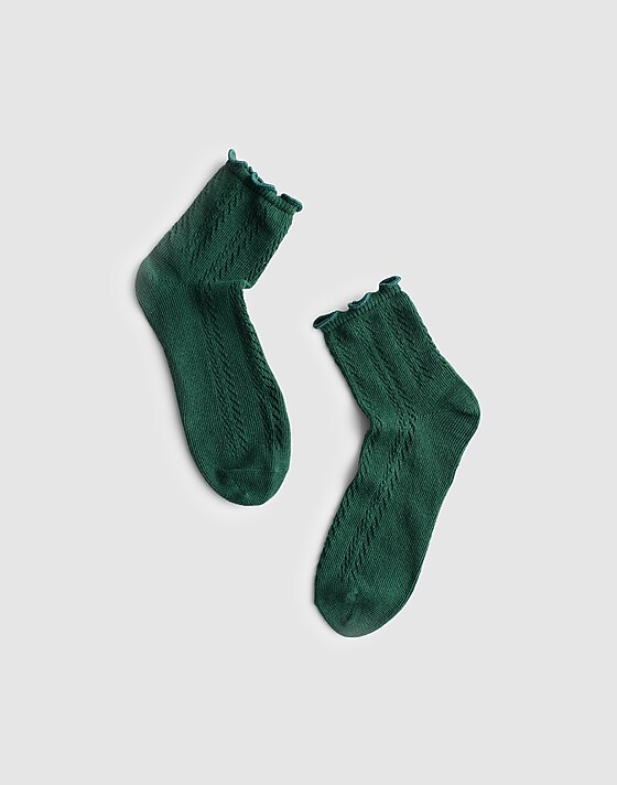 madewell Textured-Knit Ankle Socks botanical green