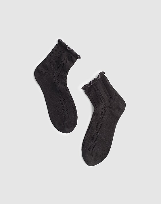 madewell Textured-Knit Ankle Socks jet black