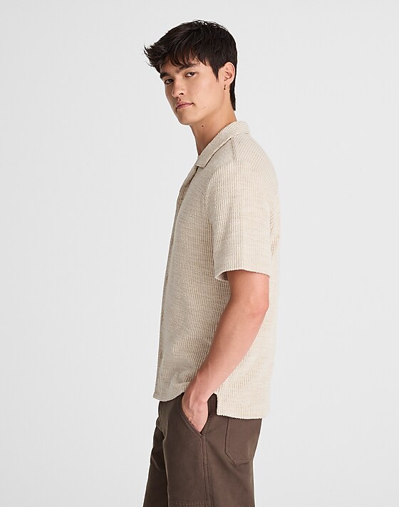 Madewell Textured Stripe Camp-Collar Shirt Dune