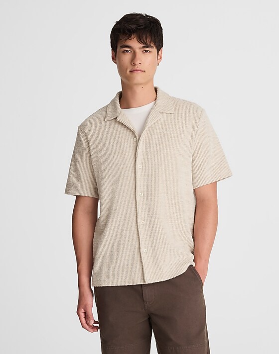 madewell Textured Stripe Camp-Collar Shirt dune