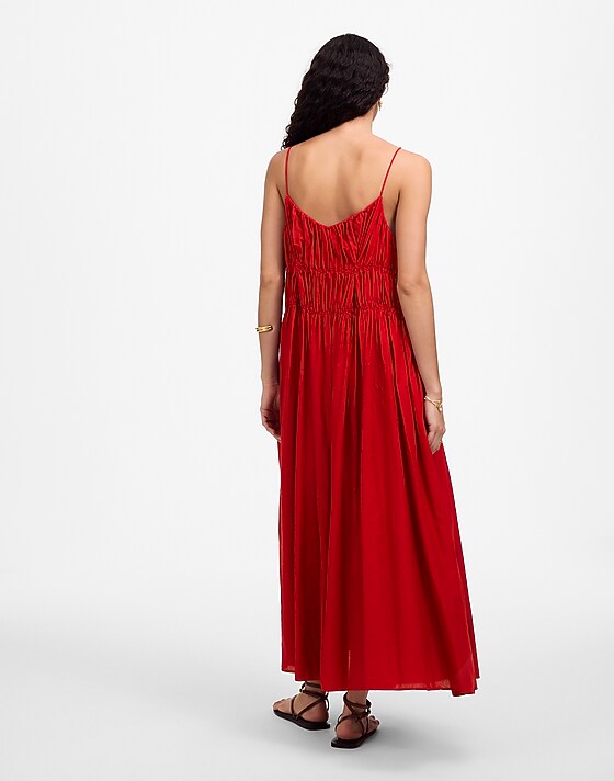 Madewell Textured V-Neck Midi Dress Festival Red