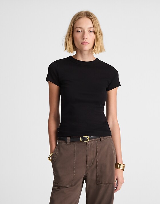 madewell The '90s Tee in Compact Cotton jet black