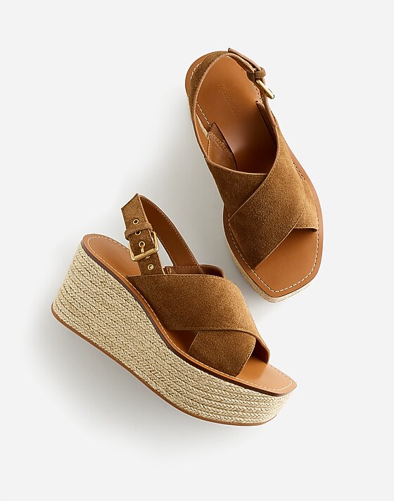 Madewell The Amee Wedge Sandal Aged Cognac