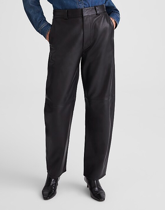 Madewell The Balloon Pant In Leather Jet Black