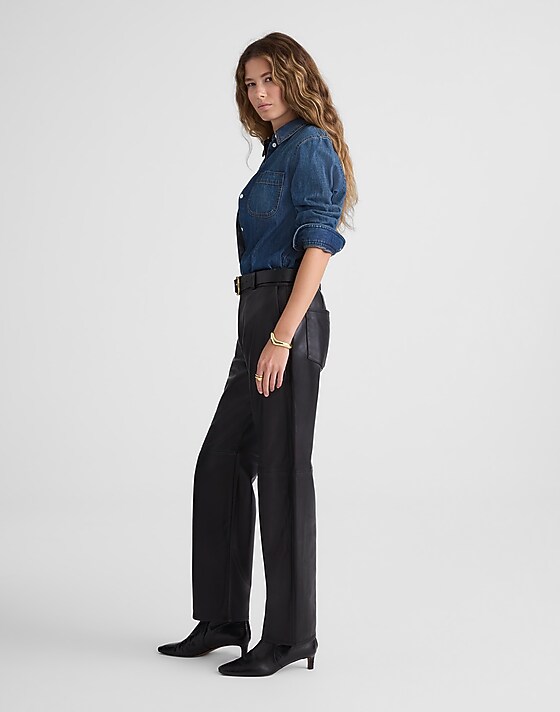 Madewell The Balloon Pant In Leather Jet Black